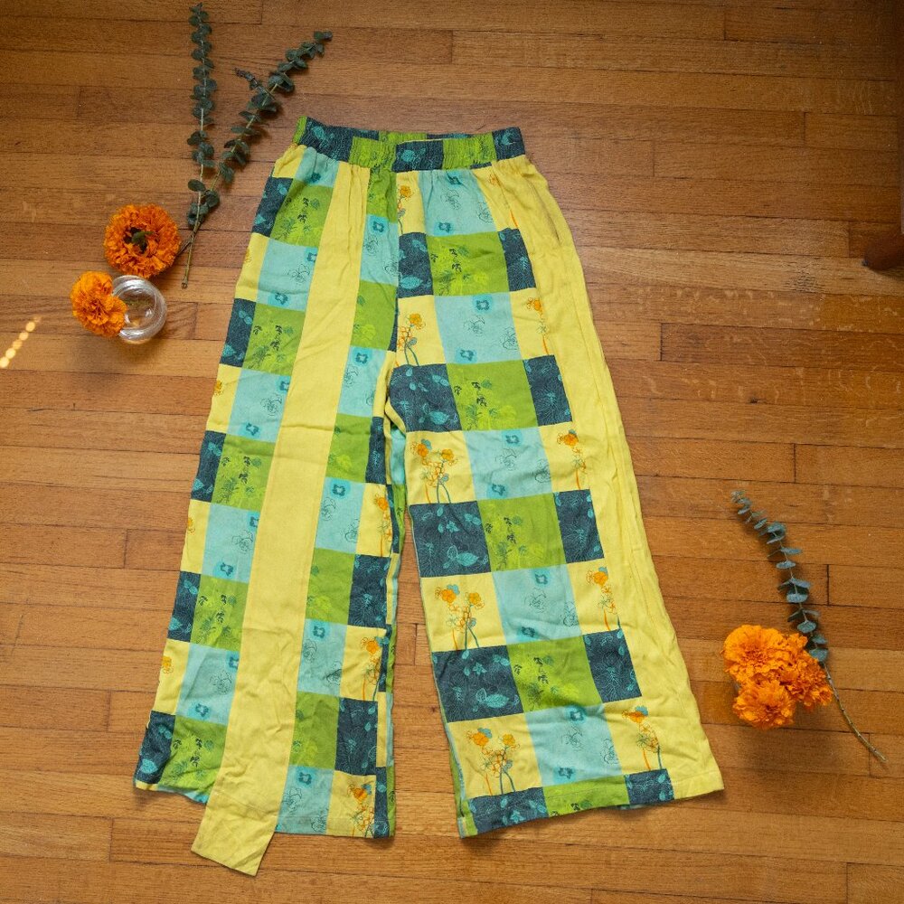 Handmade Patchwork Cotton Pants - bohemian, hippie, unique - Women Small